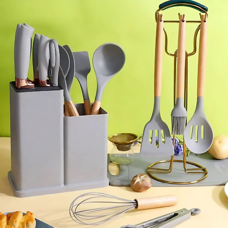 ChefsChoice™ | Professionele 19-delige keukengerei & messenset!