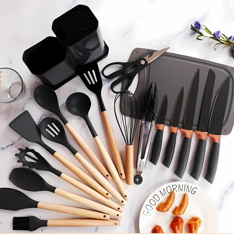 ChefsChoice™ | Professionele 19-delige keukengerei & messenset!
